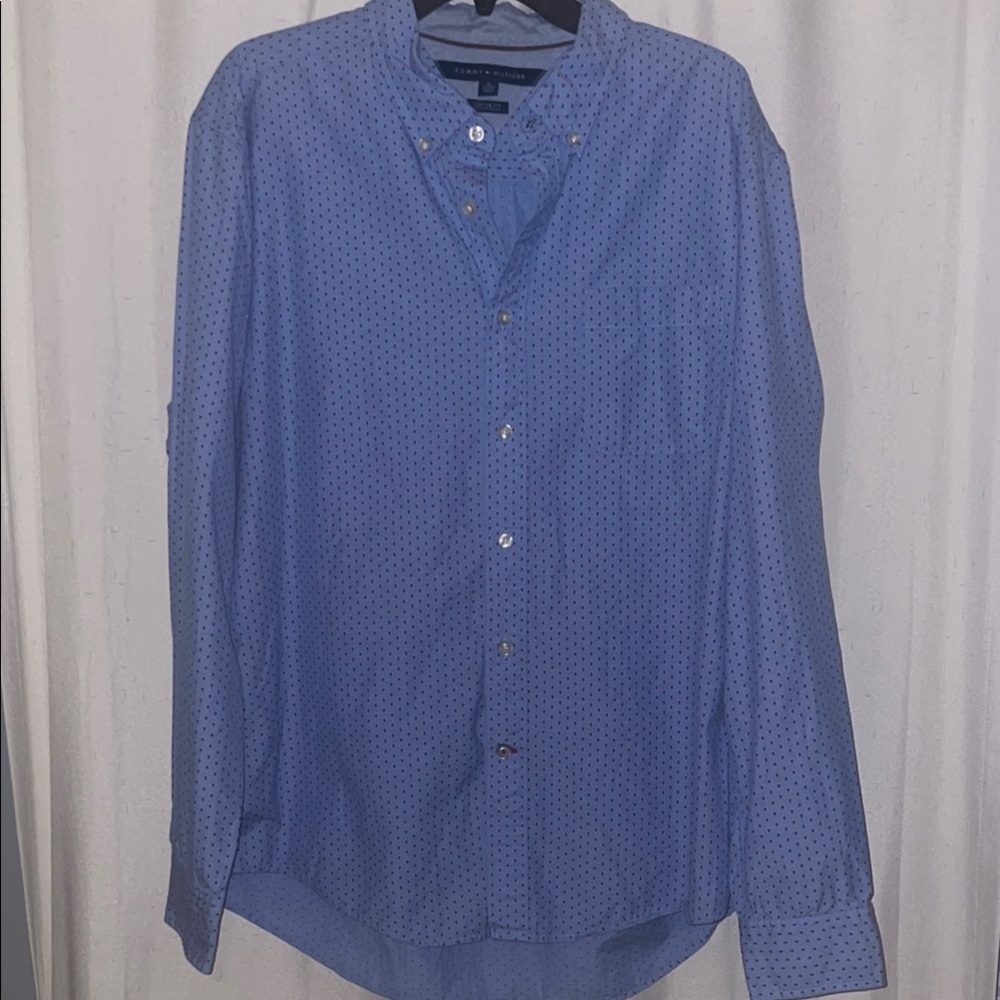 Tommy Hilfiger Blue Pattern Casual Button Down Shirt
